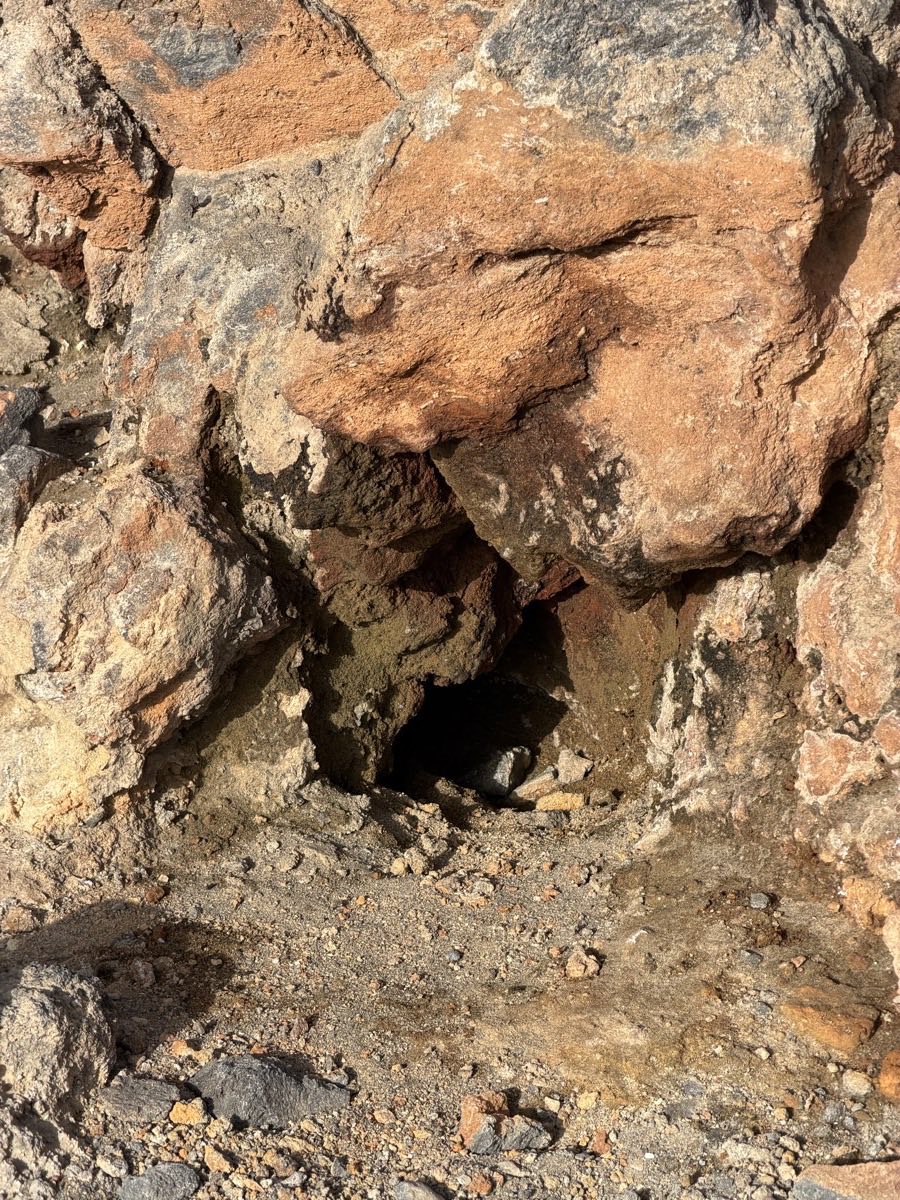 Close-up of oxidised orange volcanic rock high on Mount Teide